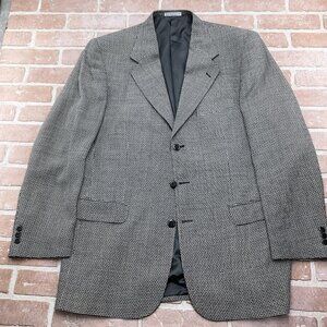 Cruppo Bachrach Blazer Men 42L‎ Black White Check Classic Career Wool Jacket VTG